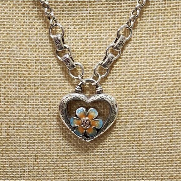 BRIGHTON Orchard Bloom from Within enamel floral Heart necklace - Picture 1 of 6